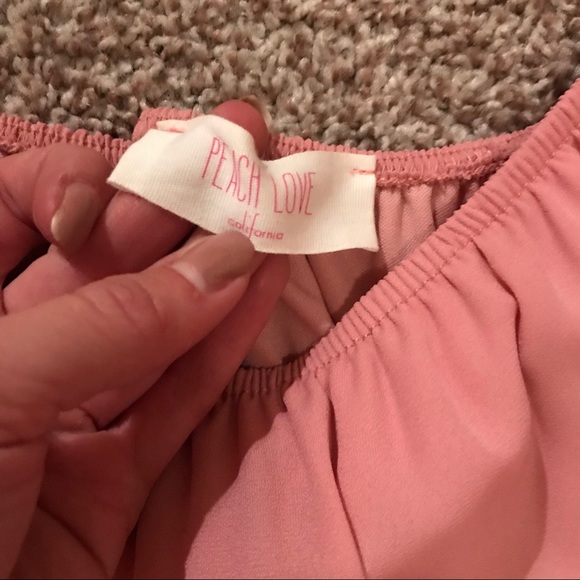 Pink Peach Love off the shoulder romper small - Picture 5 of 6